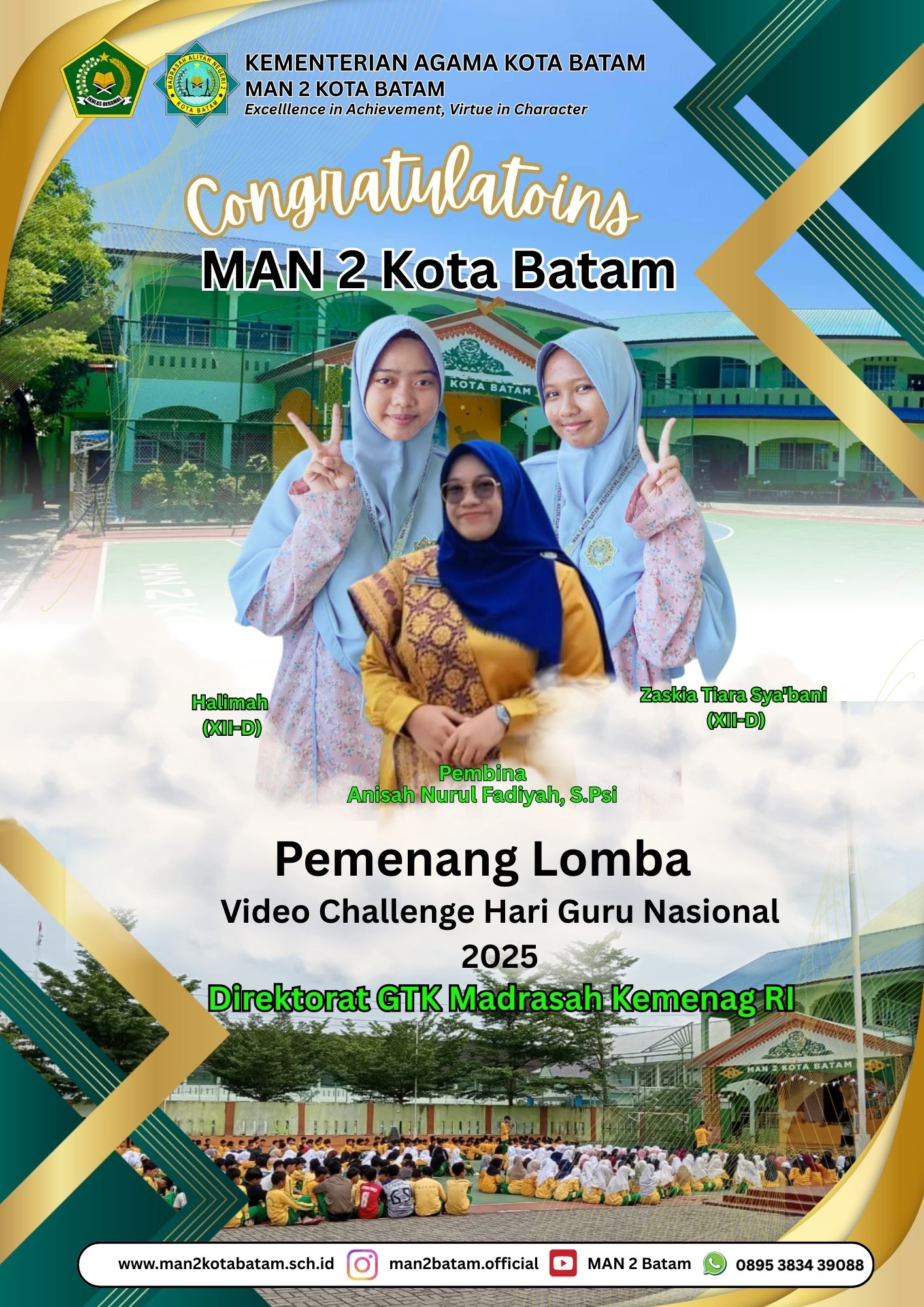 MAN 2 Kota Batam : Pemenang Lomba Video Challenge Hari Guru Nasional 2025 dengan Judul 
